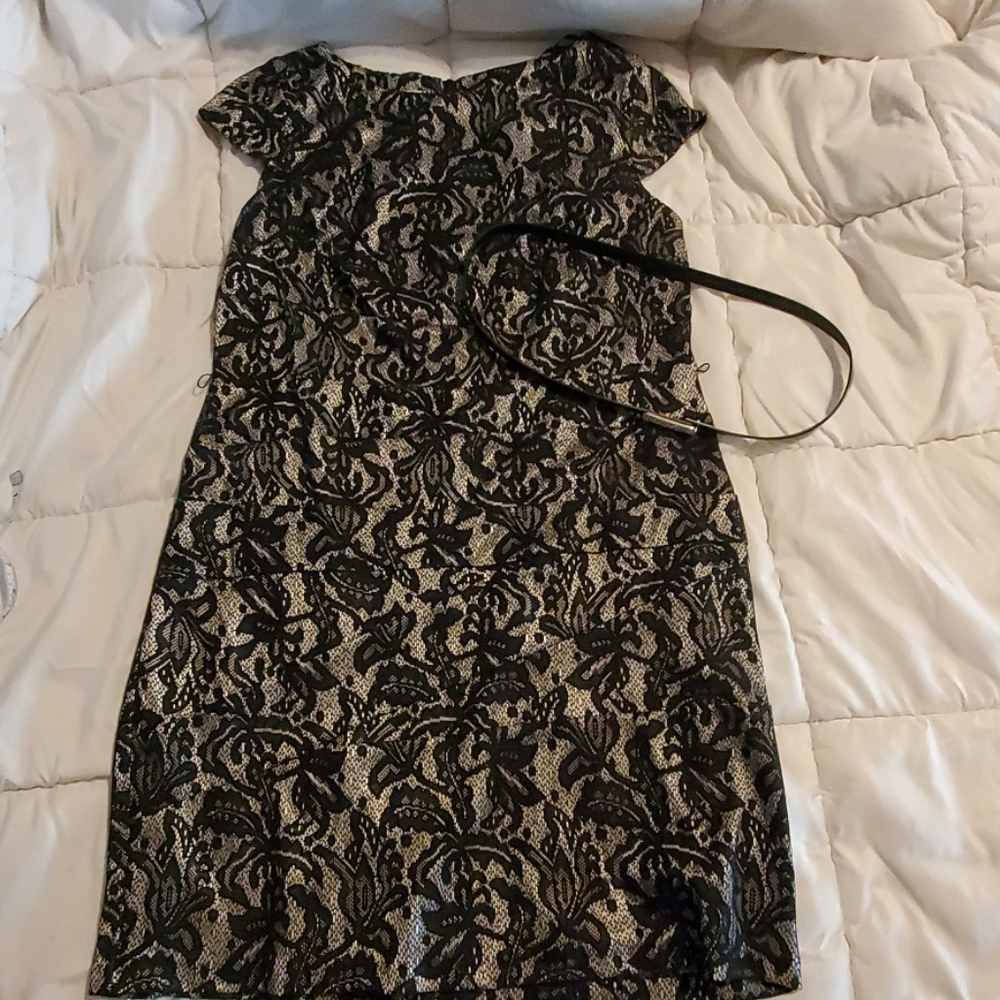 Black with white lining lace dress